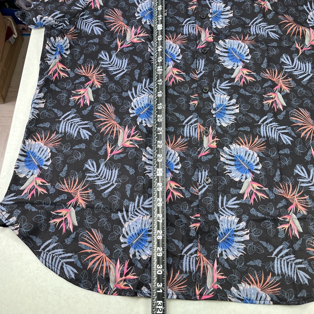 Con.Struct Men’s Black Floral SS Button Down Shirt. Slim Fit Stretch. Size 3XL - Picture 8 of 8